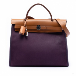 Hermès Herbag PM Canvas 1 Pouch Top-Handle Handbag Purple