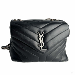 Saint Laurent Loulou Small Chevron Quited Leather 2-Ways Envelope Bag Black