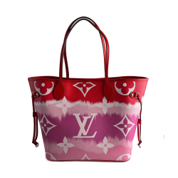 Louis Vuitton Neverfull MM Canvas Escale Monogram Giant Shoulder Bag Red & Pink
