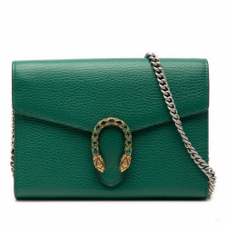 Gucci Dionysus Mini Leather Wallet on Chain Handbag Green
