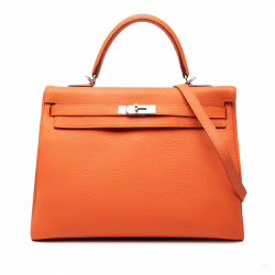 Hermès Kelly 35 Togo Leather Top-handle Handbag Orange