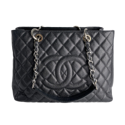 Chanel GST Quilted Caviar Leather Shopper Bag Black