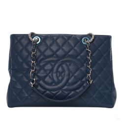 Chanel GST Quilted Caviar Leather Shopper Bag Blue