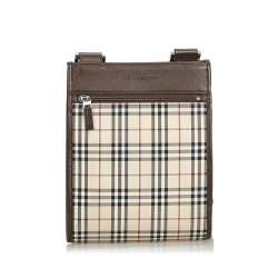 Burberry Plaid Coated Canvas Crossbody Bag