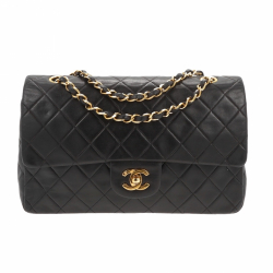 Chanel Zeitlose Doppelklapptasche Medium Schwarz