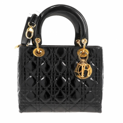 Christian Dior Lady Dior Small Patent Black Bag