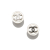 Chanel B Chanel White with Silver Brass Metal CC Earrings France