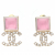 Chanel Metal Crystal CC Earrings Gold Pink SMALL