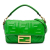 Fendi B Fendi Green Lime Calf Leather Mini Zucca Embossed Baguette Satchel Italy