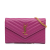 Saint Laurent Purple Grain De Poudre Chevron Monogram Envelope Chain Wallet Italy