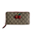 Gucci Cherry Canvas Long Zip Around Wallet GG Supreme