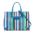 Balenciaga B Balenciaga Blue Calf Leather Mini Striped Papier A6 Zip Around Satchel Italy