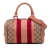 Gucci B Gucci Brown Light Brown Canvas Fabric Small GG Web Joy Boston Bag Italy