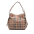 Burberry B Burberry Brown Beige Coated Canvas Fabric Small Haymarket Check Canterbury Tote Italy