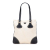Prada B Prada Brown Light Beige with Black Canvas Fabric Vitello Trimmed Canapa Tote Italy