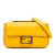 Fendi B Fendi Yellow Mustard Calf Leather Zucca Embossed Chain Midi Baguette Italy