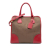 Prada B Prada Brown with Red Canvas Fabric Saffiano Trimmed Canapa Logo Satchel Turkey