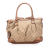 Gucci B Gucci Brown Beige Canvas Fabric GG Sukey Satchel Italy