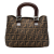 Fendi B Fendi Brown Canvas Fabric Small Zucca Twins Tote Italy