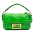Fendi AB Fendi Green Lime Calf Leather Mini Zucca Embossed Baguette Satchel Italy