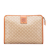 Celine B Celine Brown Beige Coated Canvas Fabric Macadam Clutch Italy