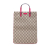Gucci B Gucci Brown Beige with Pink Coated Canvas Fabric GG Supreme Tote Italy