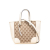 Gucci B Gucci Brown Beige with White Canvas Fabric Small GG Bree Satchel Italy