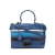 Prada B Prada Blue Saffiano Leather Righe Sound Lock Satchel Italy
