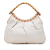 Gucci B Gucci White Calf Leather Woven Bamboo Studded Hobo Italy