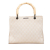 Gucci B Gucci Brown Light Beige Canvas Fabric GG Bamboo Satchel Italy