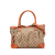 Gucci B Gucci Brown Beige with Orange Canvas Fabric GG Sukey Satchel Italy