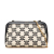 Celine B Celine Brown Light Beige with Black Canvas Fabric Triomphe Emroidered Clutch On Chain Italy