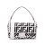 Fendi B Fendi White with Black Canvas Fabric Zucca Embroidered Baguette Satchel Italy