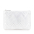 Chanel AB Chanel Silver Calf Leather Medium Metallic Chevron skin O Case Clutch Italy