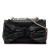 Valentino B Valentino Black Calf Leather Bow Flap Clutch On Chain Italy