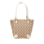 Gucci B Gucci Brown Beige with White Canvas Fabric GG Handbag Italy