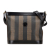 Fendi B Fendi Black with Brown Coated Canvas Fabric Pequin Crossbody Italy
