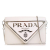 Prada B Prada White Calf Leather Spazzolato Triangle Logo Plate Flap Chain Crossbody Italy