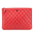 Chanel B Chanel Red Lambskin Leather Leather Medium Quilted Lambskin O Case Clutch Italy
