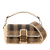 Fendi B Fendi Brown Canvas Fabric Pequin Gingham And Raffia Baguette Satchel Italy