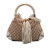 Gucci B Gucci Brown Beige with White Canvas Fabric Medium GG Bamboo Indy Hobo Italy
