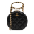 Chanel Black Quilted Lambskin Oval Logo Chain Top Handle Round Clutch on Chain Italy