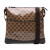 Gucci B Gucci Brown Beige Coated Canvas Fabric GG Crystal Flat Messenger Bag Italy