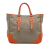 Prada B Prada Brown Beige with Orange Canvas Fabric Canapa Logo Convertible Tote Italy