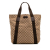 Gucci B Gucci Brown Beige Canvas Fabric GG Tote Italy