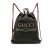 Gucci AB Gucci Black Calf Leather Logo Drawstring Backpack Italy