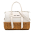 Miu Miu B Miu Miu White with Brown Calf Leather Wicker Trimmed Top Handle Bag Italy