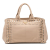 Prada B Prada Brown Beige Canvas Fabric Large Canapa Bijoux Satchel Italy