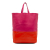 Celine B Celine Pink Hot Pink with Orange Calf Leather Bicolor Vertical Cabas Tote Italy