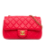 Chanel Classic Single Flap Mini Lambskin Leather Pearl Crush Matelassè Shoulder Bag Red